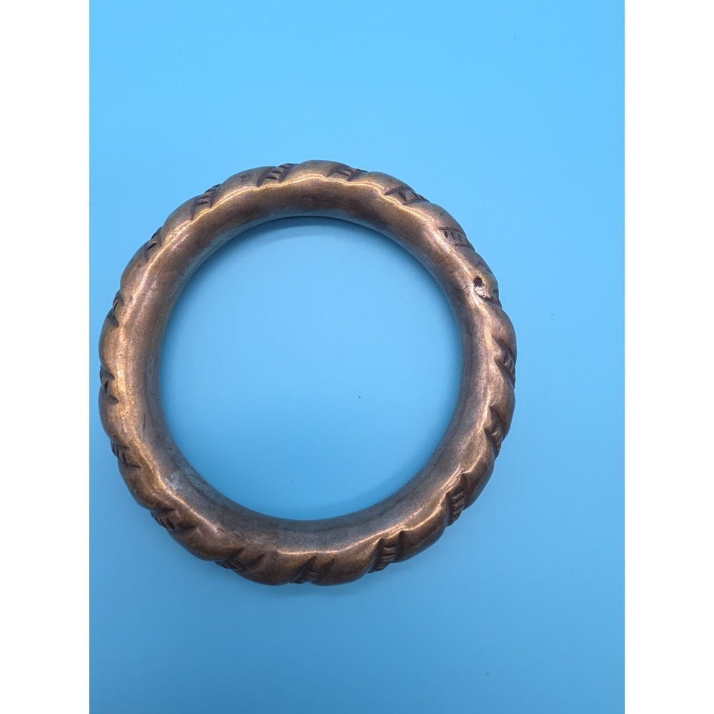 Silver Toned Antique Baby Rattle 3.5" Diameter Bangle - Picture 2 of 4